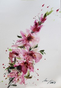 Shaima umer, 09 x 14 Inch, Water Color on Paper, Floral Painting, AC-SHA-019